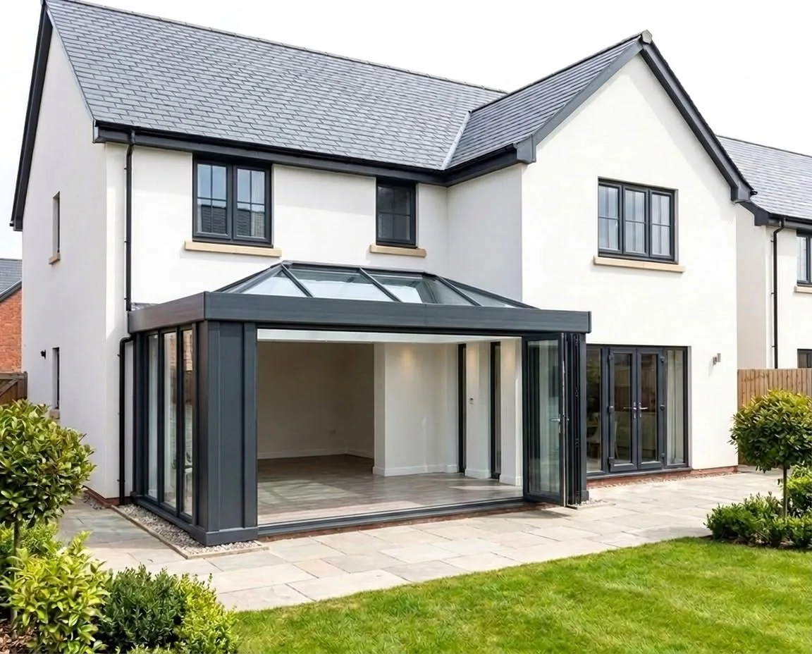 Single storey rear extension with lantern roof